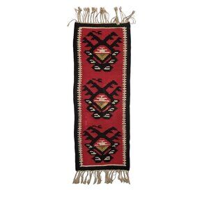Vtg‎ Handwoven Mexican Native Wool Wall Hanging Table Runner Geometric Patterns